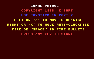 Zonal Patrol Title Screen